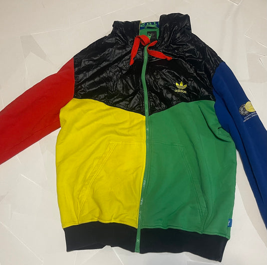 Adidas 2010’s south africa color block pull up hoodie